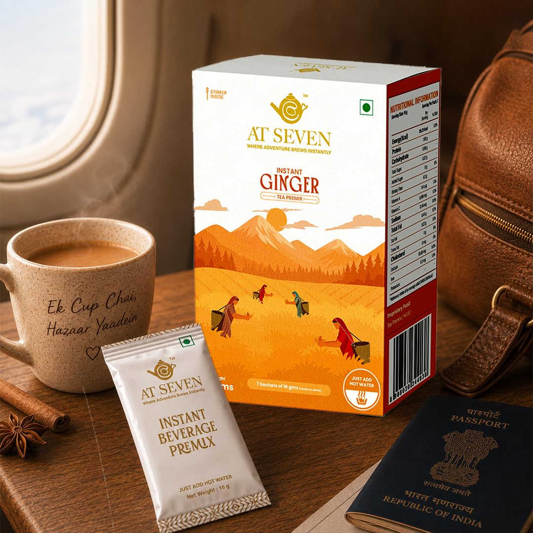 At Seven Ginger Tea Premix – 7 Sachets | 16g Each | Instant Ginger